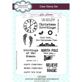 Creative Expressions Festive Steampunk Sentiments-Clear Stamp Set, A5,CEC899