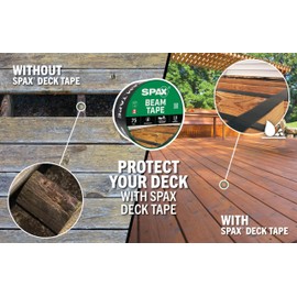 SPAX 3-1/4" x 75' Deck & Flashing Tape – Waterproof Beam & Ledger Board Tape for Decks, Windows & Exterior Projects – 10-Year UV Resistant Self-Adhering Barrier (1 pcs)