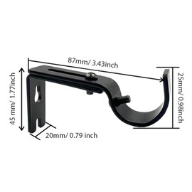 Curtain Rod Bracket, Adjustable Curtain Rod Holder, Metal Curtain Rod Brackets with Dowel Screws, for Home, Office, Bedroom, Wardrobe, Bathroom, Pack of 2