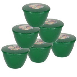 Pack of 6 Plastic Pudding Bowls with Lids - Emerald Green (0.5 pint) - Small