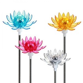Solar Rotating Flower Light, Garden Stake Outdoor Yard Decor Landscape LED Light Lamp, Color Pick by Random