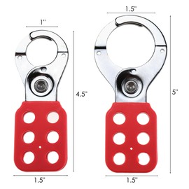 RealPlus Lockout Tagout Hasp, Steel Lock Out Tag Out Hasp, 1" and 1.5" Jaw Nylon Handle (Pack of 6)