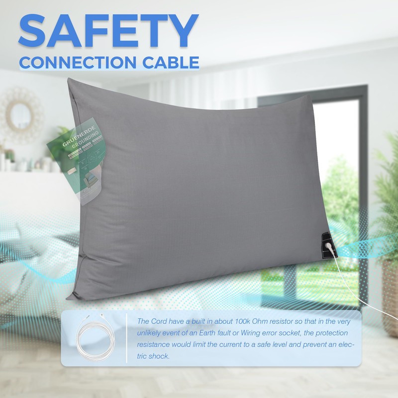Grounding Pillowcase with 15ft Grounding Cord Conductive Silver Fiber Grounding