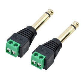 euroharry 6.35 mm Jack Plug Adapter - Jack to 2-Pin Audio Cable Terminal Block Set - Terminal Block 6.35 mm Jack 2-Pin - Screw Mounting (2, Black)