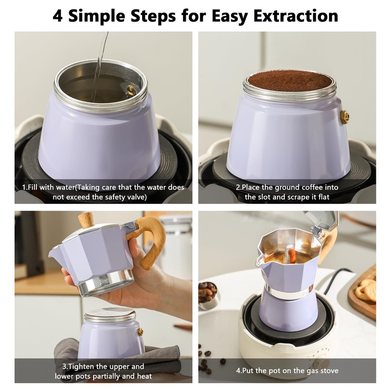 Bincoo Cute Espresso Maker Stovetop - Small Moka Pot 2