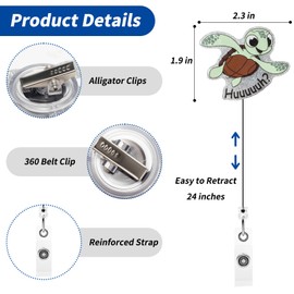 MIXVOVA Funny Turtle Badge Reel, Cute Nurse Badge Reels with Retractable Clip, Gifts for Nursing Student RN LPN CNA Medical Worker Doctor