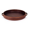 HofferRuffer Top Nocth PU Leather Round Serving Tray, Decorative Serving