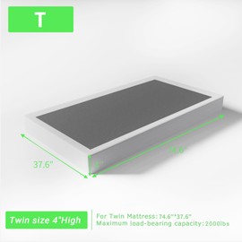 FMDMR Twin Box Spring 4 Inch - Low Profile Box Spring Twin, Heavy Duty Mattress Foundation Metal Bed Base with Fabric Cover, Noise Free, Easy Assembly, Non-Slip, 2500lbs Max