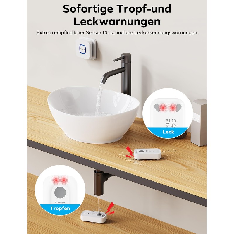 Maxcio Water Detector WLAN Kit, Intelligent Water Sensor for Basement,