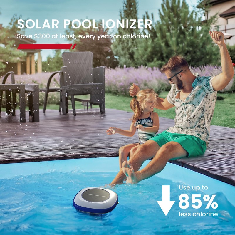 ENHULK Solar Pool Ionizer, Upgraded Floating Cleaner - Cleans Pools