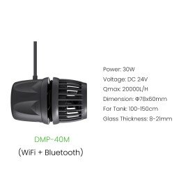 Jebao Jecod DMP-10M/20M/30M/40M New Smart Bluetooth App Control Cordless Freshwater Saltwater Fish Tank Aquarium Wavemaker PumpColor: DMP-40M
