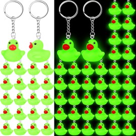 Deekin 120 Pcs Duck Keychain Glow in The Dark Cruise Rubber Duck Keyring for Trick or Treating Goodie Bag Fillers (1.4 Inch)