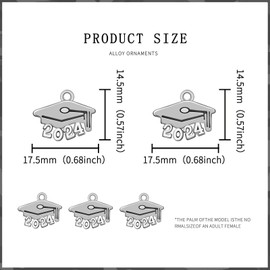 100Pcs Tibetan Alloy Graduation Charms 2024 Year Charms Number 2024 Charms Graduation Tassel Pendant Charms for DIY New Year Jewelry Making Christmas Decoration, Zinc, No Gemstone