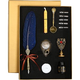 Domary Juego de pluma y tinta vintage Pluma brillante Pluma estilográfica Pluma de caligrafía Pluma de escritura Pluma de firma con puntas de
