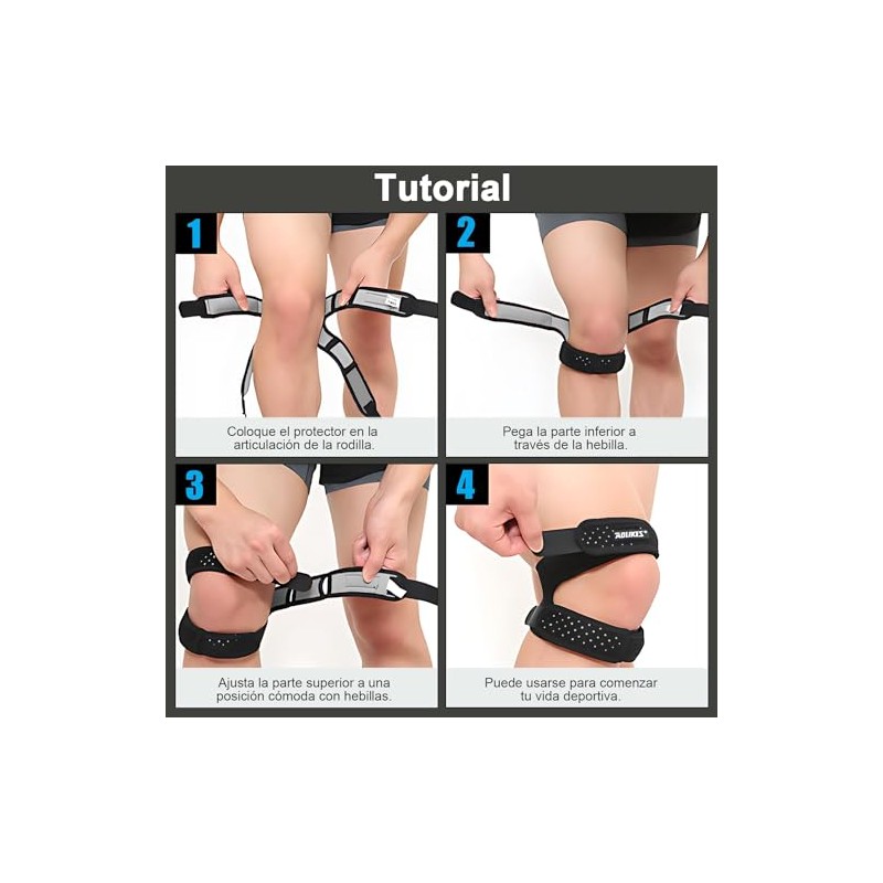 2 pcs Negro Rodillera Ajustable con Soporte Rótula, Estabilizador Deportes