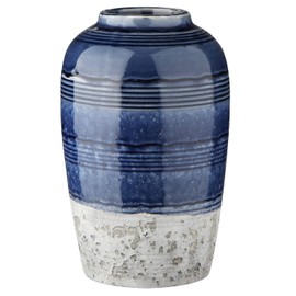 Decorative Ceramic Vases for Home Decor Two Tone Boho Flower Vase for Table Centerpieces Big Blue Pottery Vase Table Flowers Decor Vase Living Room Shelf Fireplace