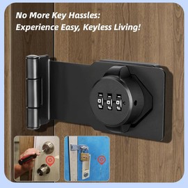 Cabinet Password Locks, 90 Degree Barn Door Lock,Cabinet Door Combination Lock Suitable for Bi Fold and Cabinets,Locker,Bathrooms,Gardens,Mailboxes,Shed Door(Black)