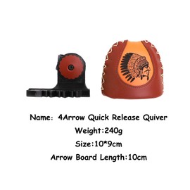 FUNTRESS 6 Arrows Quiver Quick Release Leather Archery Slide-On Quiver Holder Quiver Detach Lock Bow Quiver Quick Release Arrow Quiver (4 Spot)