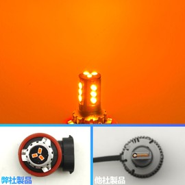 Fenikso H11 H16 H8 Fog Lamp, Orange/Amber, 3000K, 24V, Fanless, Silent, 360° Luminous, H8 LED Fog, Yellow, Small, Compatible with 12V/24V Cars, 2 Pack