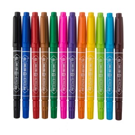 Permanent Dual Nib Fineliners Felt Tip Marking Pens Fine & Extra Fine Double Nib Texta Drawing Art Pens Alcohol Base Tattoo Surgical Skin Markers Non Toxic (12x Assorted Colours)