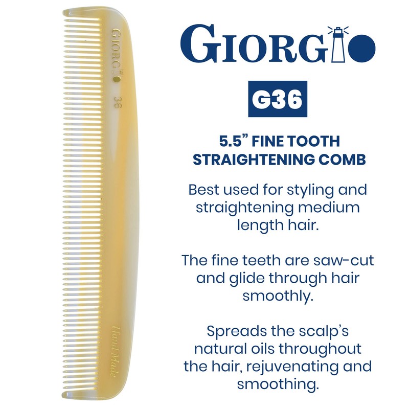 Giorgio G36 Handmade All Fine Tooth Pocket Comb for Men,