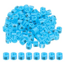 PATIKIL 100 Pcs Clothes Hanger Markers Number 48 Tags Fit 3mm Rod Garment Size Tag Hanger Clips Round Color Coding Label for Clothing Hangers, Blue