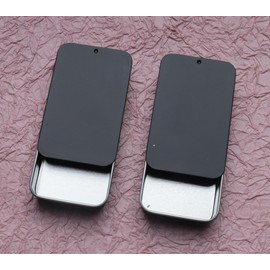 Ruwado 2 Pcs Slide Top Tin Containers Metal Small Sliding Cover Push Pull Box Portable Storage Box for Lip Balm Home Candy Wedding Jewelry Small Things Cosmetic Organizer (Black)