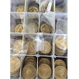 RecoveryChip Bulk Lot of 25 AA Medallions Metal Sobriety Coins You Pick Mix Years 1-65 Available