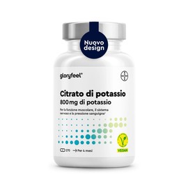Potassio Integratore, 270 Capsule, Eletto PRODOTTO DELL'ANNO 2025, Vegano, 800mg Citrato di Potassio Puro, Scorta 4 Mesi, Supporto Muscoli Nervi e Pressione Sanguigna, Senza Additivi, 100% Vegan