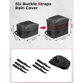 KEMIMOTO Motorcycle Tail Bag, Dual Use Motorcycle Rear Seat Bag with Waterproof Rain Cover, 25L-45L Expandable Motorbike Helmet Bag Luggage Storage Backpack