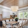 VILUXY Drum Fabric Pendant Light Farmhouse White Chandelier Double Drum