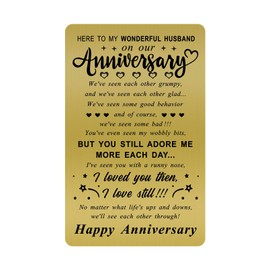ENGZHI Husband Anniversary Card from Wife, Mens Wedding Anniversary Card Gifts for Him, Copper Wallet Card
