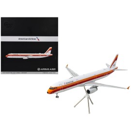DCD Airbus A321 Commercial Aircraft Die-Cast Toy 'American Airlines-PSA' Series White Red Orange Stripes Model N582UW 'Gemini