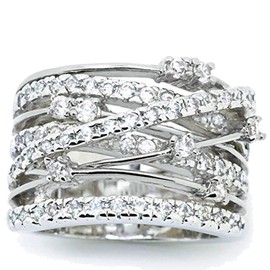 Jude Jewelers Silver Rose Gold Braided Wrap Knot Style Promise Statement Cocktail Party Ring, Metal, Cubic Zirconia