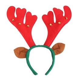 1ne2wo3 Christmas Deer Reindeer Antlers Headband with Bells Ears Decorated