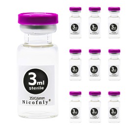 Nicofnly 10 Packs- 3ml Sterile Glass Vials - 3ml Sterile Empty Vial with Self Healing Injection Port and Flip Top Cap Sterile Packaging