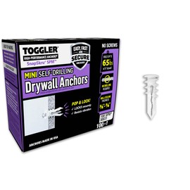 TOGGLER SnapSkru SPM Mini Self-Drilling Drywall Anchor, Glass-Filled Nylon, Made in US, for #6 to #8 Fastener Sizes (Pack of 100)