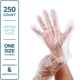 Comfy Package [250 Count Disposable Poly Plastic Gloves for Cooking, Food Prep, and Food Service, Latex & Powder Free - One Size Fits Most