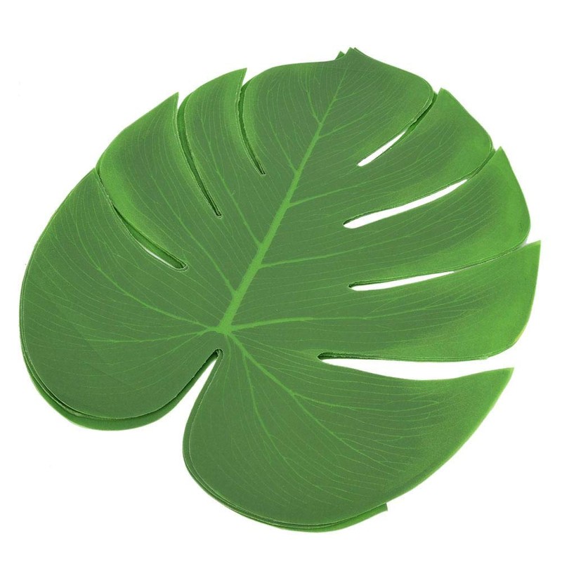 Raguso 12Pcs Artificial Palm Leaf Placemat,Monstera Leaf Table Flag Cutlery