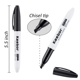 Keebor Basic Chisel Tip Dry Erase Markers Black, Bulk of 72 Pack Low-Odor Whiteboard Markers, Office & School Supplies