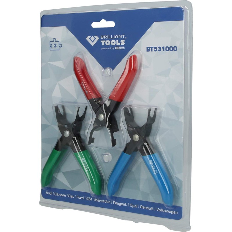 BRILLIANT TOOLS BT531000 Fuel Line Release Pliers Set, 3-Piece [Powered