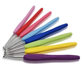 8Pcs Crochet Hooks 2.5-6.0mm Color Handles Aluminum Head for Beginners and Experienced Crochet Lovers,for Knitting Gloves Sweaters and Hats (A)