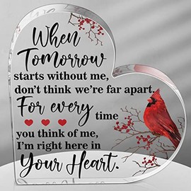 Yulejo Red Cardinal Gifts Sympathy Gifts Memorial Gift for Loss of Loved One Sympathy Decorations Acrylic Glass Heart Memorial Gift Table Centerpieces Remembrance Decor (Novelty Style)