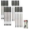 Slim Ballpoint Pens, BLACK, Pack of 20, Fine Point (0.7mm),