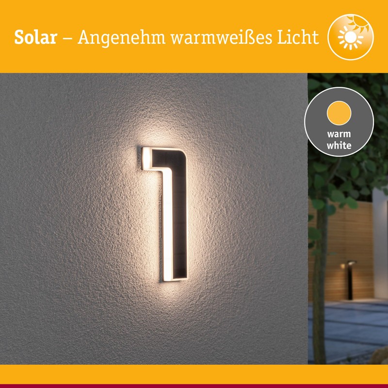 Paulmann Outdoor Solar House Number 1 3000 K IP44 Akk