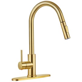 SOKA Kitchen Faucets, Brushed Nickel Kitchen Faucet with Pull Down Sprayer, Single Handle Faucets Stainless Steel Sink Faucets 1 or 3 Hole, Kitchen Sink Faucets for Rv Farmhouse Camper Laundry Bar