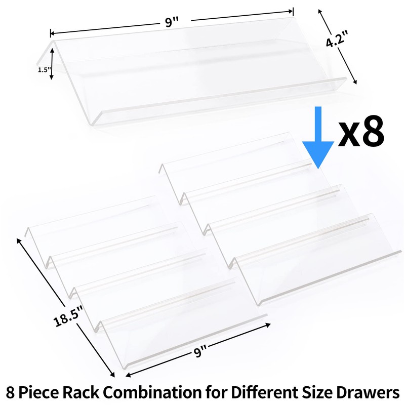 MIUKAA Clear Acrylic Spice Drawer Organizer, 4 Tier- 2 Set
