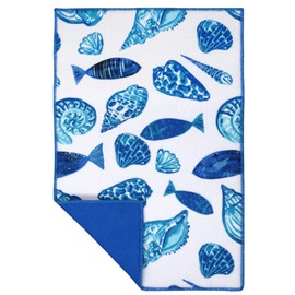 Home Collection Self Absorbent Polyester Dish Drying Mat 12”x18”~ Beach Shells