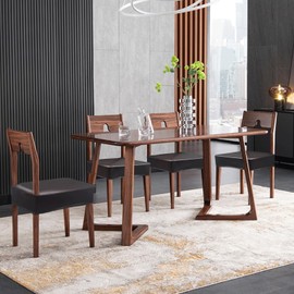 Soft Leather Chair Seat Covers Dining Chairs Set of 4, Waterproof Seat Covers for Kitchen High Stretch & Well-Fitted Chair Covers Dining Chairs with Elastic Ties (Dark Brown, Rear-Covered)