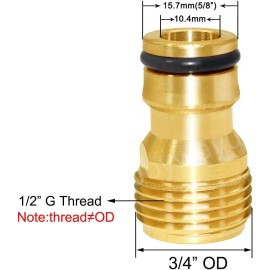 sashow G 1/2" Male Brass Water Hose Pipe Faucet Nozzle Quick Connect Adapter(Pack of 4)